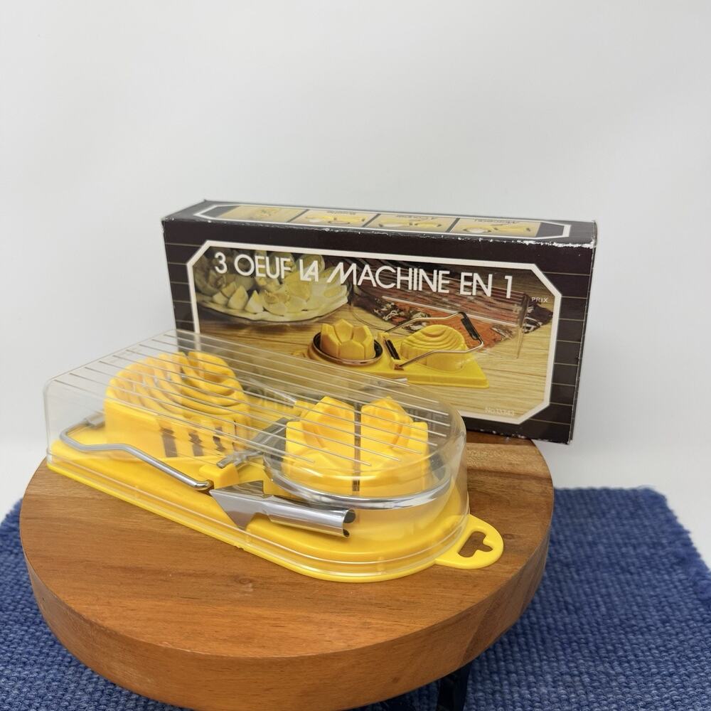 Vintage 1984 3-in-1 Egg Machine Egg Slicer Cutter Wedges Rosettes w/ Box French